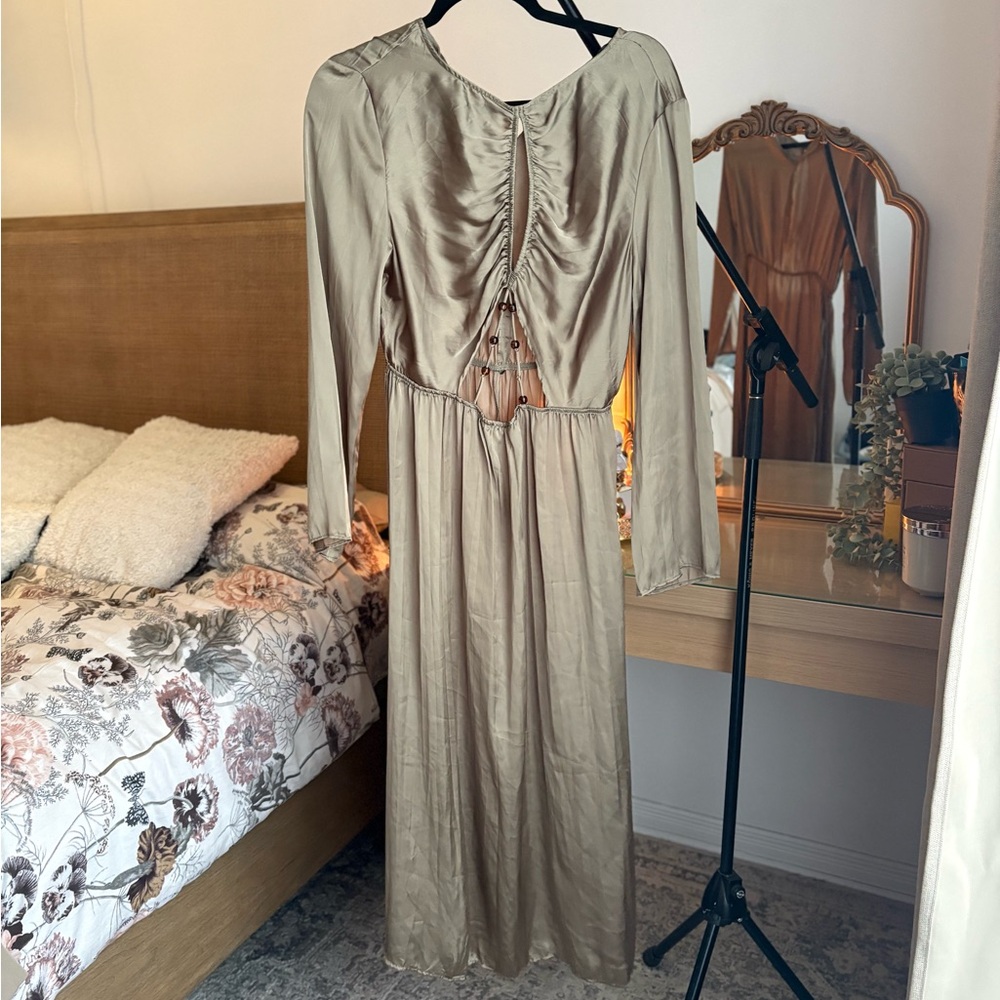 Zara Taupe Long Sleeve Dress